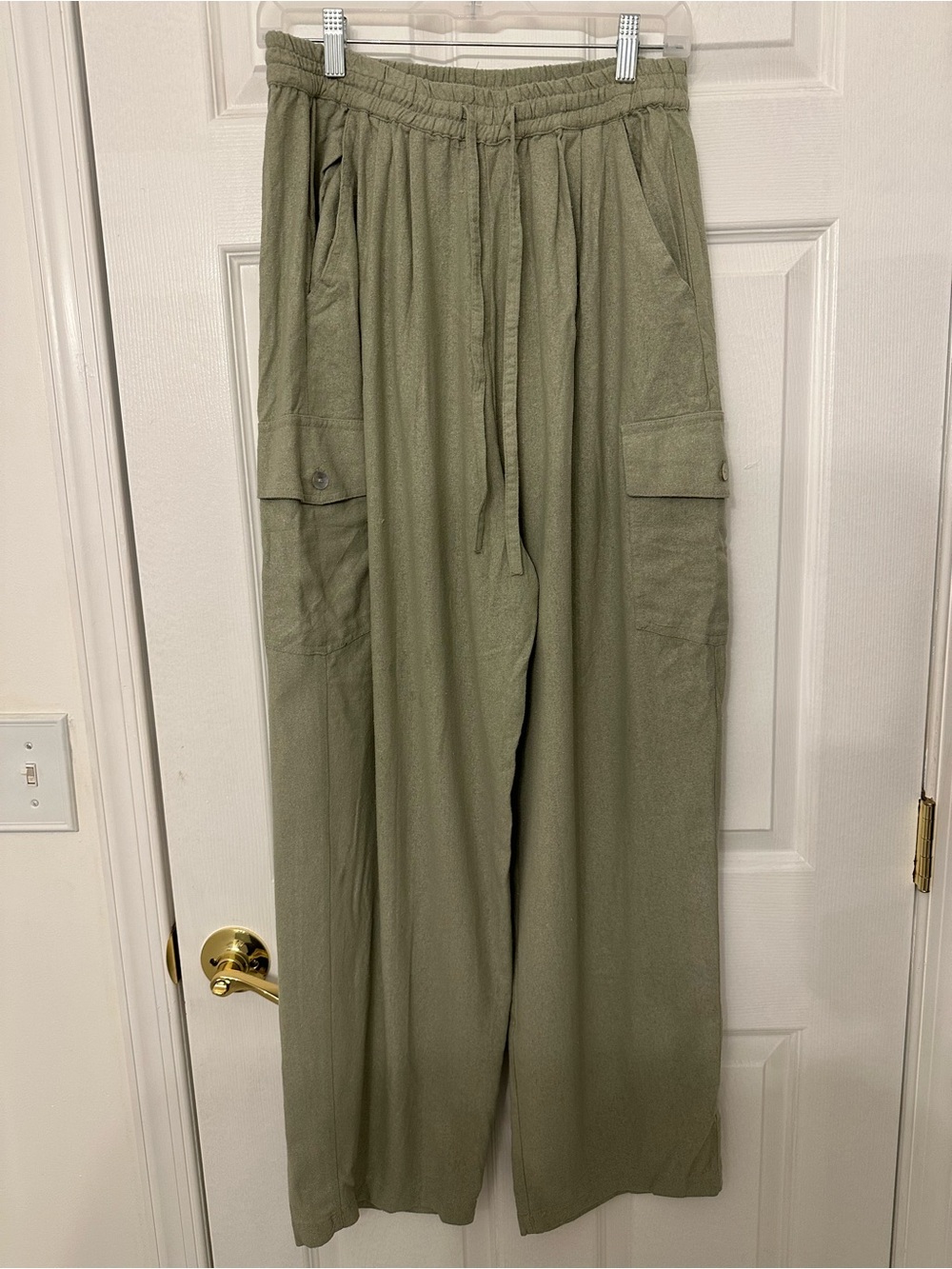 Selene Sport Olive Cargo Wide-Leg Pants
